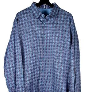 Envy Limited Edition Men's Button Shirt Size 4XL Blue Multicolor Dress Colorful